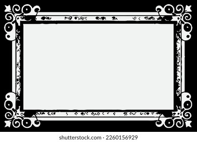 Grunge Black Ink Ornament Square Frame, An Eye-catching Decorative Piece, white background in vector EPS format.