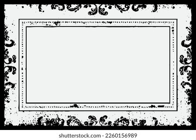 Grunge Black Ink Ornament Square Frame, An Eye-catching Decorative Piece, white background in vector EPS format.