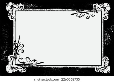 Grunge Black Ink Ornament Square Frame, An Eye-catching Decorative Piece, white background in vector EPS format.