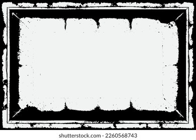 Grunge Black Ink Ornament Square Frame, An Eye-catching Decorative Piece, white background in vector EPS format.