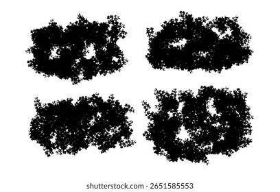 Grunge black ink splash vector set with decorative paint stains and splatter elements