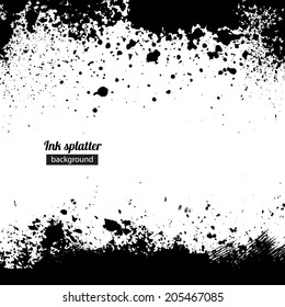 Grunge black ink splattered background