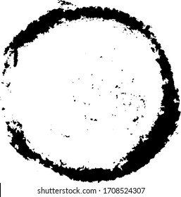 Grunge la textura de tinta negra en forma redonda sobre fondo blanco (Vector). Uso para decoración, envejecimiento o capa antigua