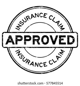 Grunge Black Insurance Claim Approved Round Rubber Seal Stamp