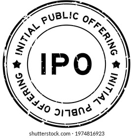 Grunge black IPO Initial Public Offering word round rubber seal stamp on white background