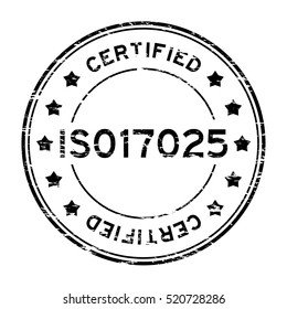 Grunge black ISO 17025 certified round rubber stamp svg