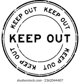 Grunge black keep out word round rubber seal stamp on white background