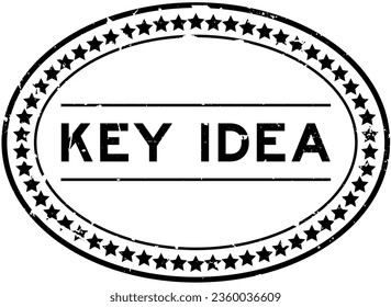 Grunge black key idea word oval rubber seal stamp on white background