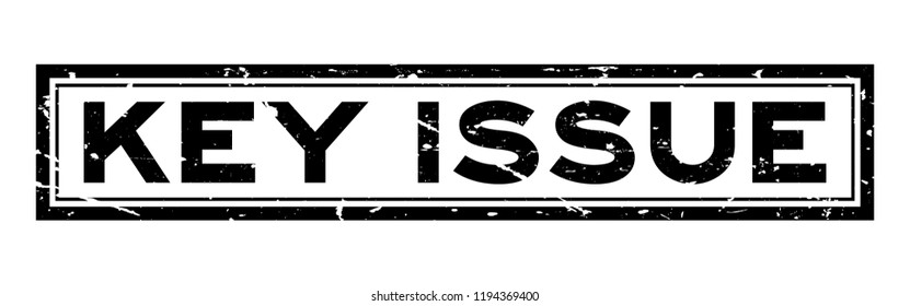 Grunge black key issue word square rubber seal stamp on white background