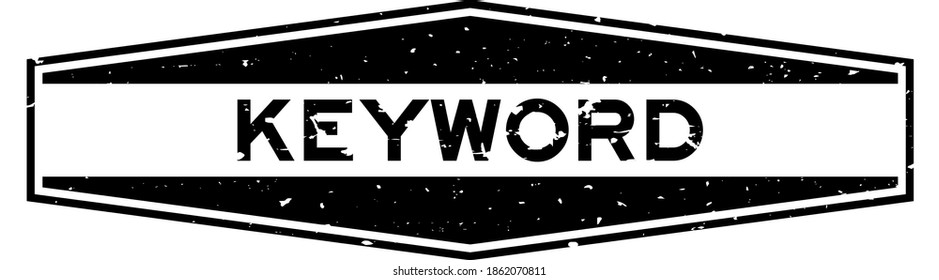 Grunge black keyword word hexagon rubber seal stamp on white background