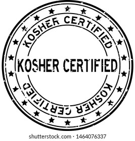 Grunge black kosher certified word squre rubber seal stamp on white background