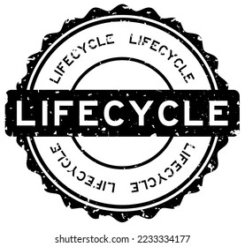 Grunge black lifecycle word round rubber seal stamp on white background