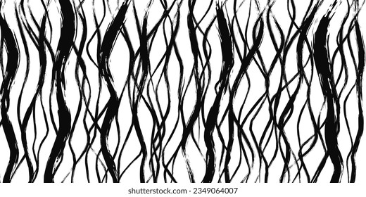 Grunge black line wave texture. Vector background