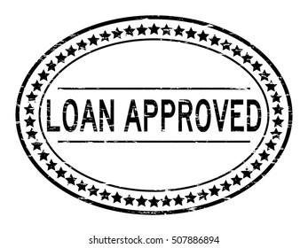 Grunge black loan approve oval rubber stamp