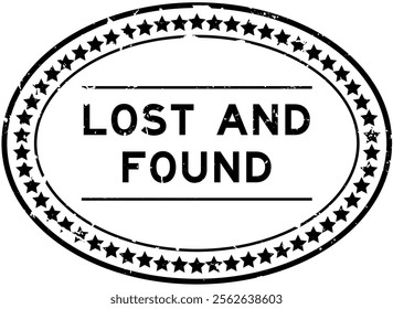 Grunge black lost and found word oval rubber seal stamp on white background