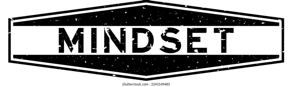 Grunge black mindset word hexagon rubber seal stamp on white background