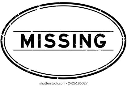 Grunge black missing word oval rubber seal stamp on white background