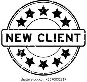 farbige schwarze neue Client-Wort-Rund-Gummi-Siegel-Stempel auf weißem Hintergrund
