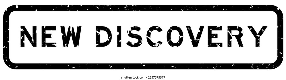 Grunge black new discovery word square rubber seal stamp on white background