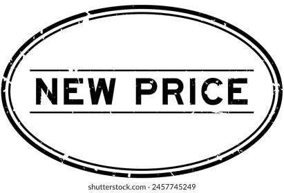 Grunge black new price word oval rubber seal stamp on white background