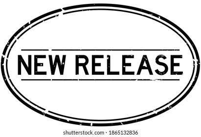 Grunge black new release word oval rubber seal stamp on white background