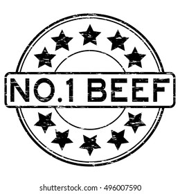 Grunge black no. 1 beef with star rubber stamp