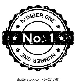 Grunge black No. 1 (number one) round rubber seal stamp on white background