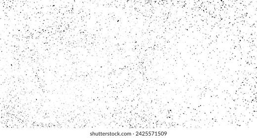 Grunge black noise dots on white background. Horizontal abstract background with tiny black splash effect. Dust vector background