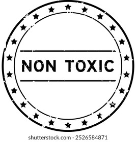 Grunge black non toxic word round rubber seal stamp on white background