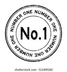 Grunge black number one round rubber stamp