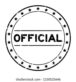 Grunge black official word round rubber seal stamp on white background