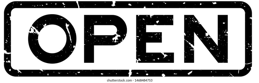 Grunge black open word square rubber seal stamp on white background