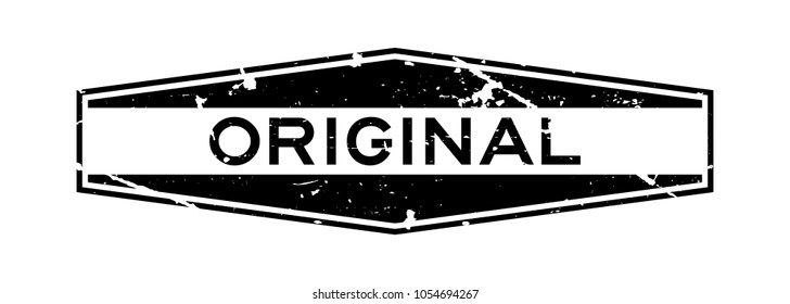 Grunge black original word hexagon rubber stamp on white background