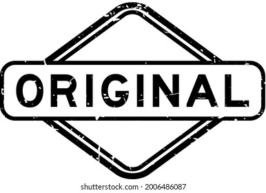 Grunge black original word rubber square seal stamp on white background