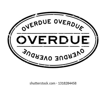 Grunge black overdue word oval rubber seal stamp on white background