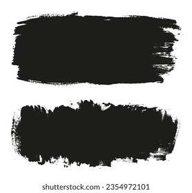 Grunge black paint banners set.