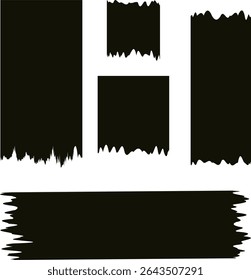 Grunge black paint brush stroke frames set on white background. Rough, textured borders with jagged edges perfect for modern posters, banners, social media templates, and abstract design elements.
