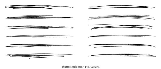 Grunge black paint lines set