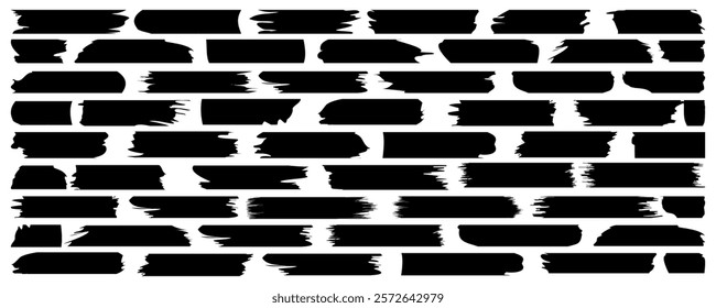 Grunge black paint marker stroke set. grunge banner background. Vector illustration, Set of different ink paint brush strokes isolated on white background.