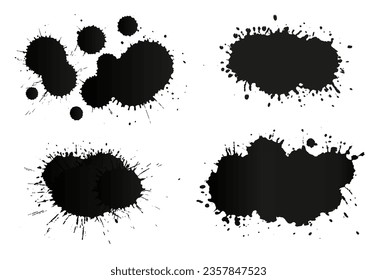 Grunge black paint splashes.Black splatters banner set.