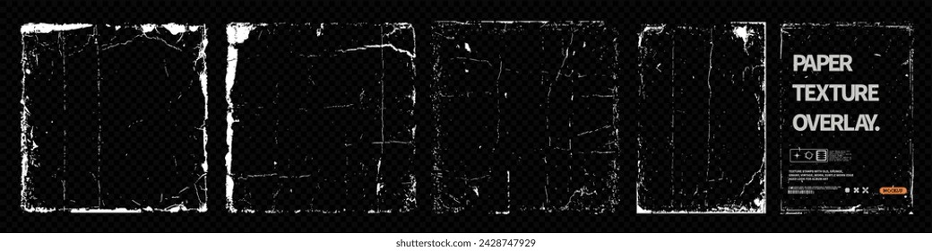 Grunge Black Paper Texture Overlay for Creative Design Mockup. Set of grunge black paper textures with distressed edges, perfect for graphic overlay and artistic backgrounds. Realistic texture overlay