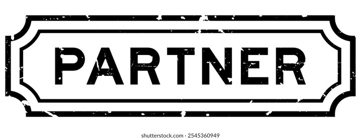 Grunge black partner word rubber seal stamp on white background