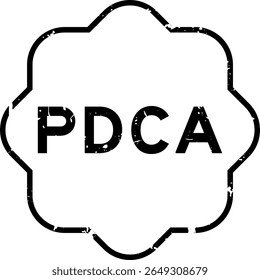 Grunge schwarz PDCA (Abkürzung von plan do check act) Wort quadratisch Gummisiegel Stempel auf weißem Hintergrund