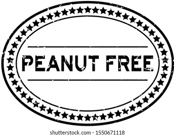 Grunge black peanut free word oval rubber seal stamp on white background