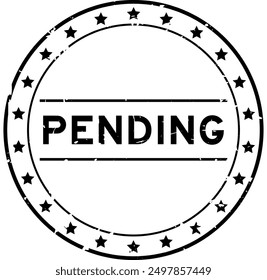 Grunge black pending word round rubber seal stamp on white background