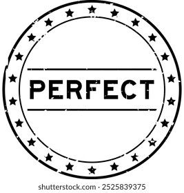 Grunge black perfect word round rubber seal stamp on white background