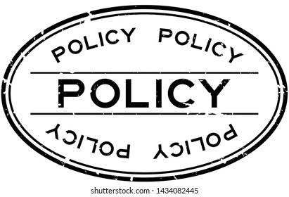 Grunge black policy word oval rubber seal stamp on white background
