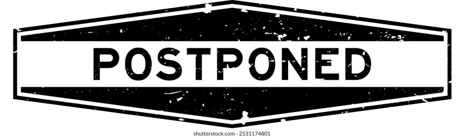 Grunge black postponed word hexagon rubber seal stamp on white background