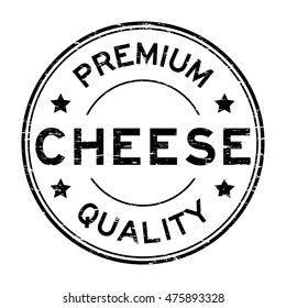 Grunge black premium quality cheese rubber stamp on white background