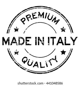 Grunge black premium quality and made in Italy stamp